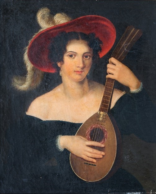 ფიოდორ ბრონიკოვი-ქალი მანდოლინით(ტილო/ზეთი.77X62)