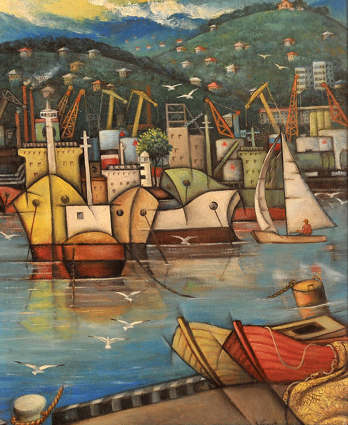 "Batumi Harbour" (canvas, oil. 87X71. 2003)