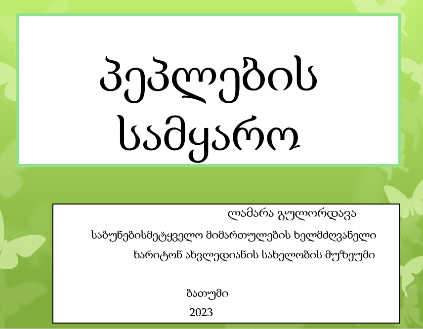 საგანმანათლებლო პროგრამა - "პეპლების სამყარო"